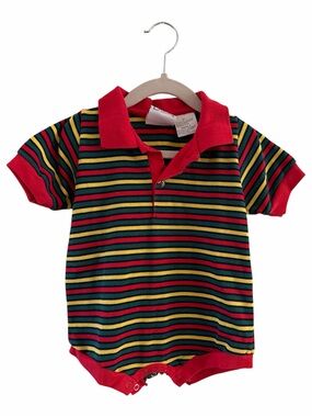 In Design: vintage short-sleeve baby polo romper. Size 2T